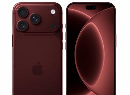 Burgundy iPhone front and back on a white studio background